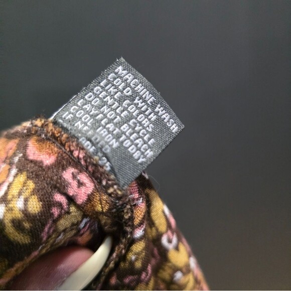 Long Boho Dress Floral Print Sz XL V Neck Elastic Waist Earth Tones Peasant - Picture 6 of 11